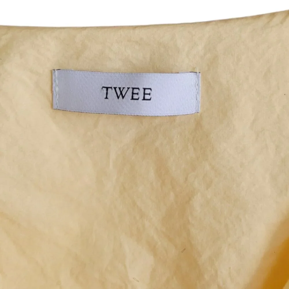 Butter Yellow Poplin Puff Sleeve Drawstring Top Twee Y2K Cottagecore Baby Tee - Picture 5 of 10